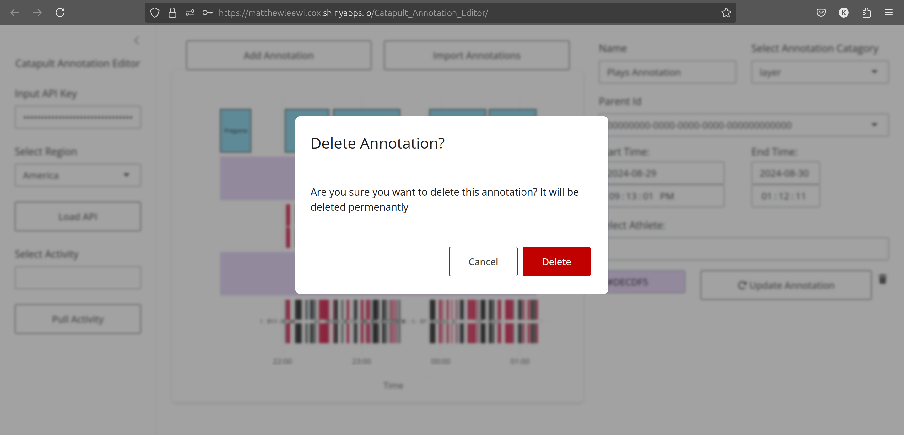 Delete annotation confirmation